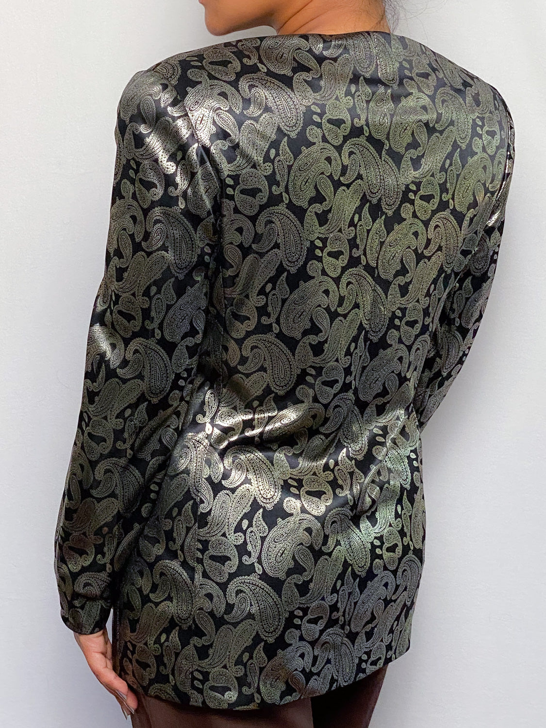 90s Black & Silver Paisley Blazer