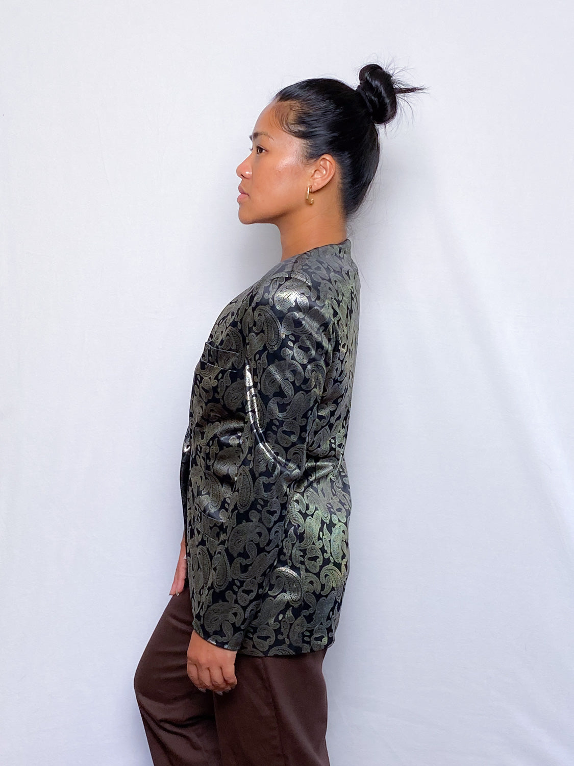 90s Black & Silver Paisley Blazer