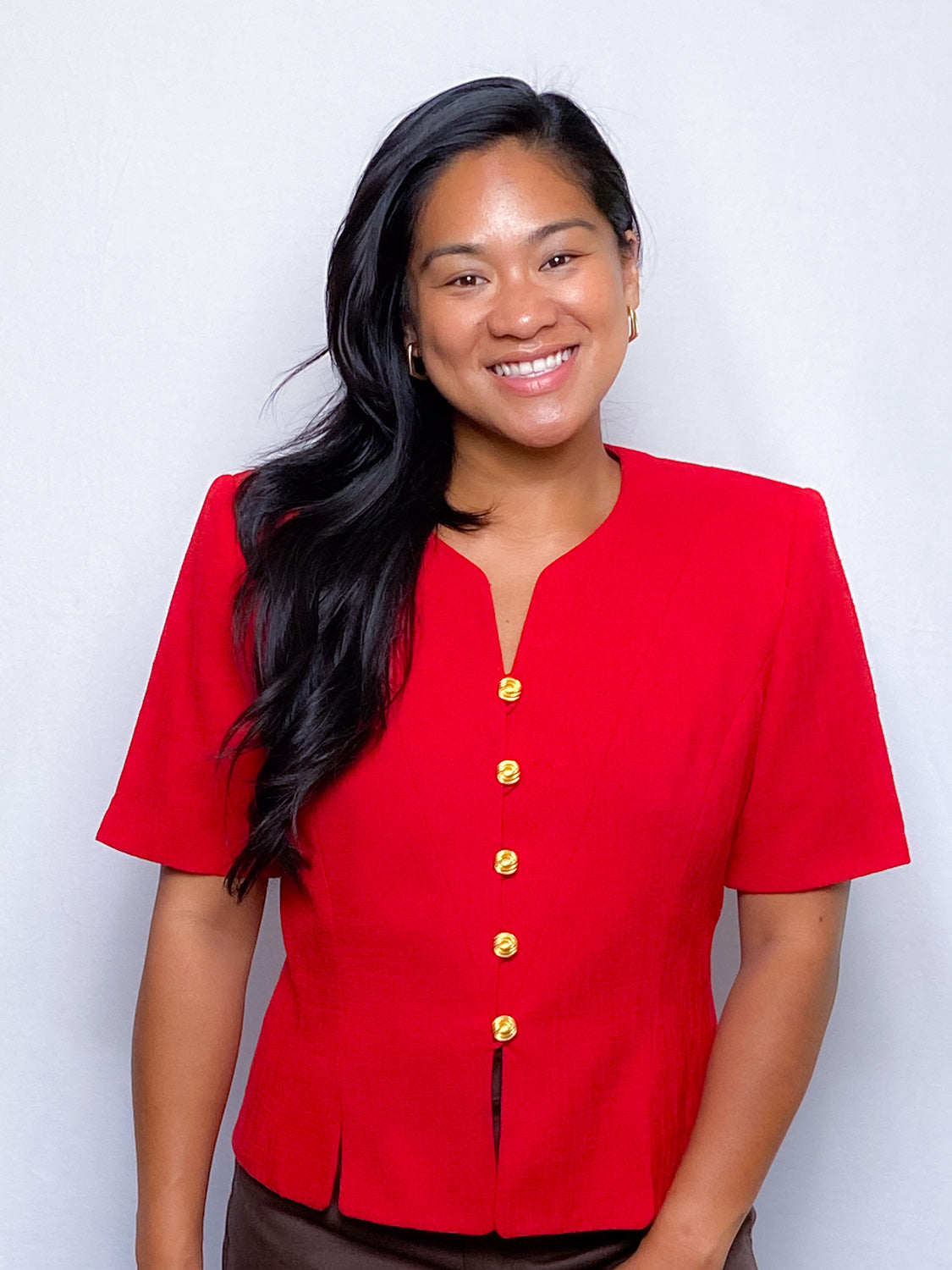 80s Red Kasper for ASL Short Sleeve Blazer