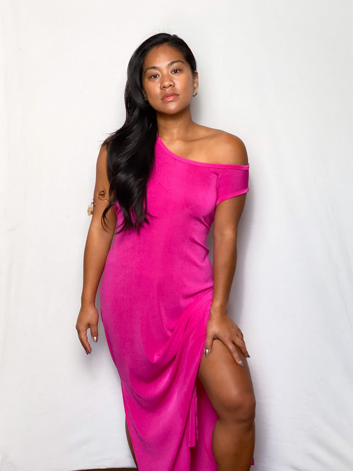 90s Hot Pink Maxi Dress