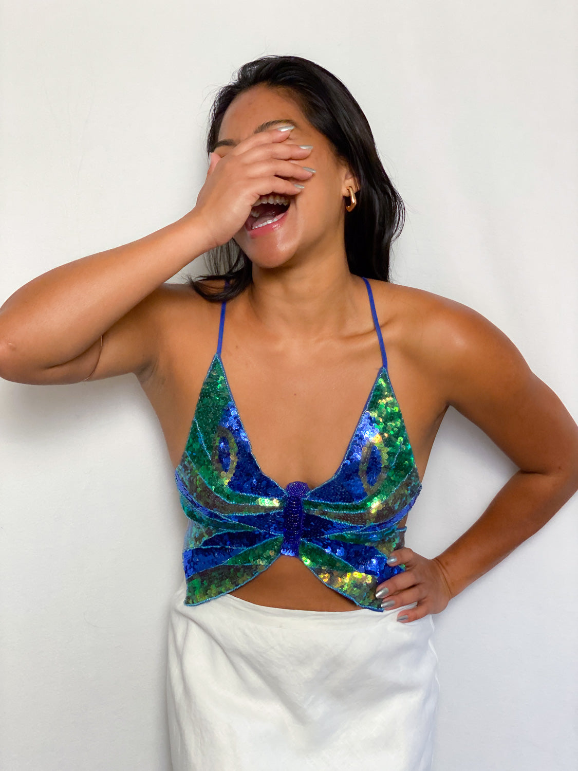 70s Sequins Butterfly Top