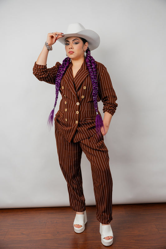 90s "Brown N' Proud" Pinstripe Pantsuit