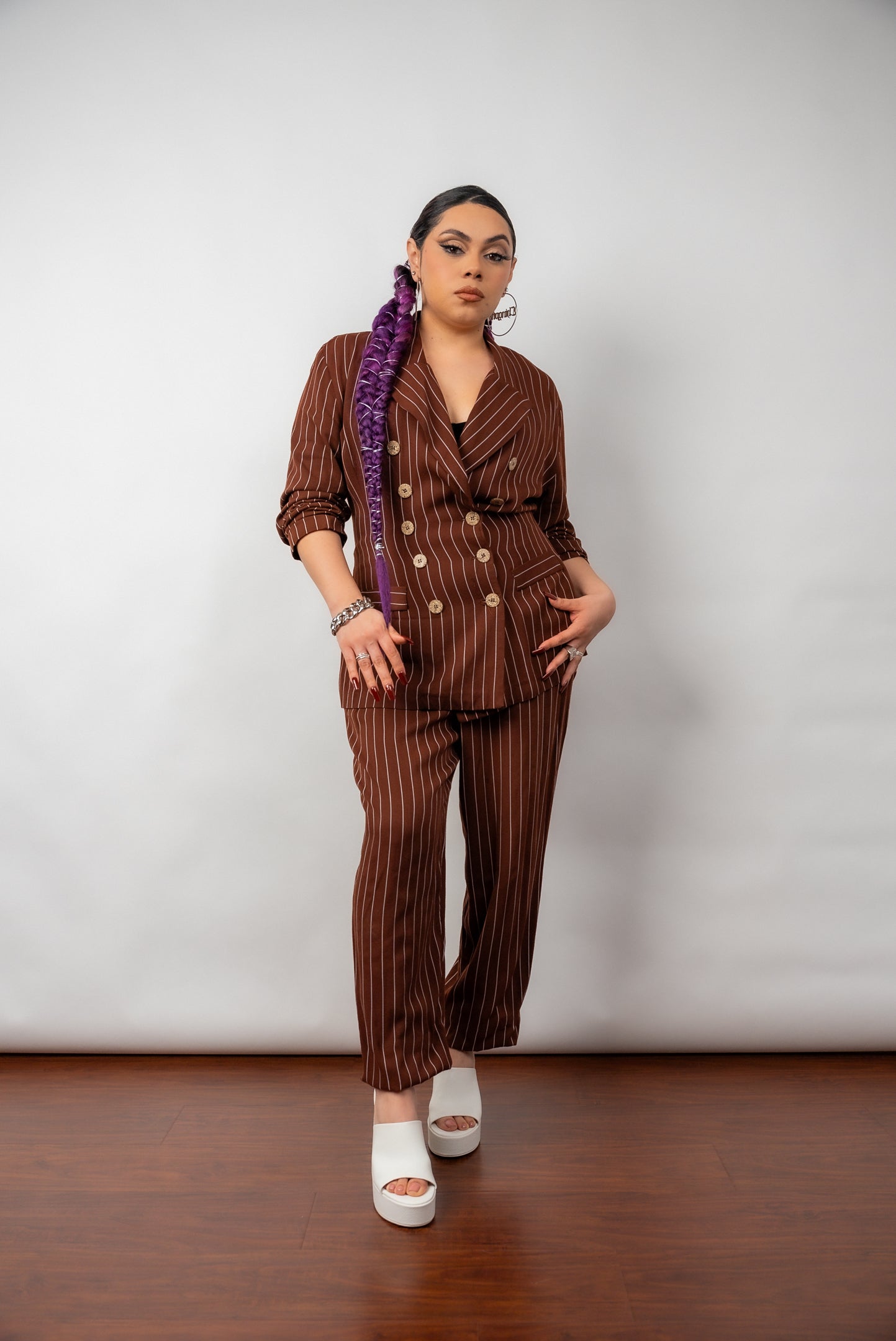 90s "Brown N' Proud" Pinstripe Pantsuit