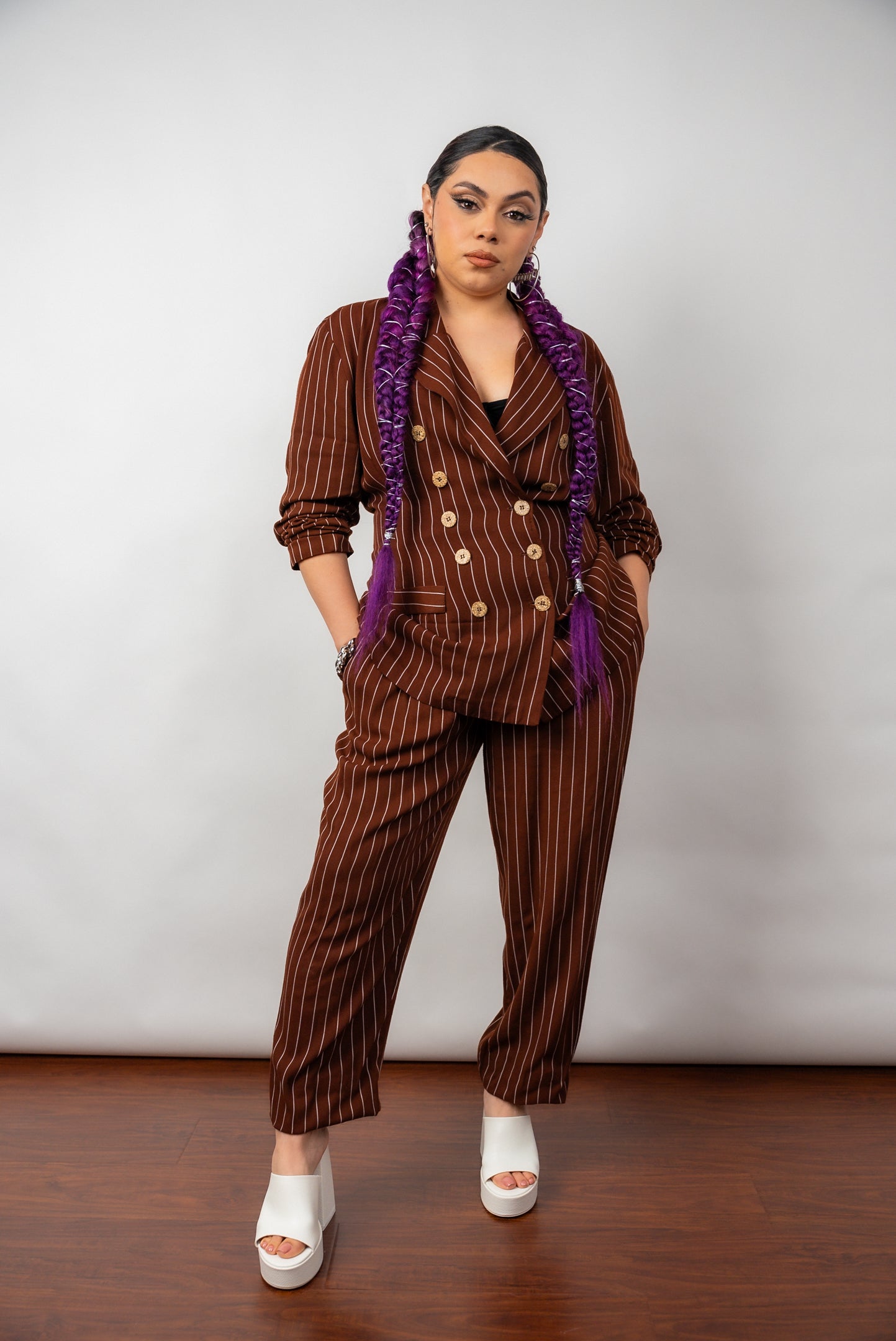 90s "Brown N' Proud" Pinstripe Pantsuit