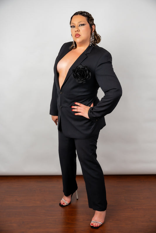 2000s "Black Magic Woman" Pinstripe Pantsuit