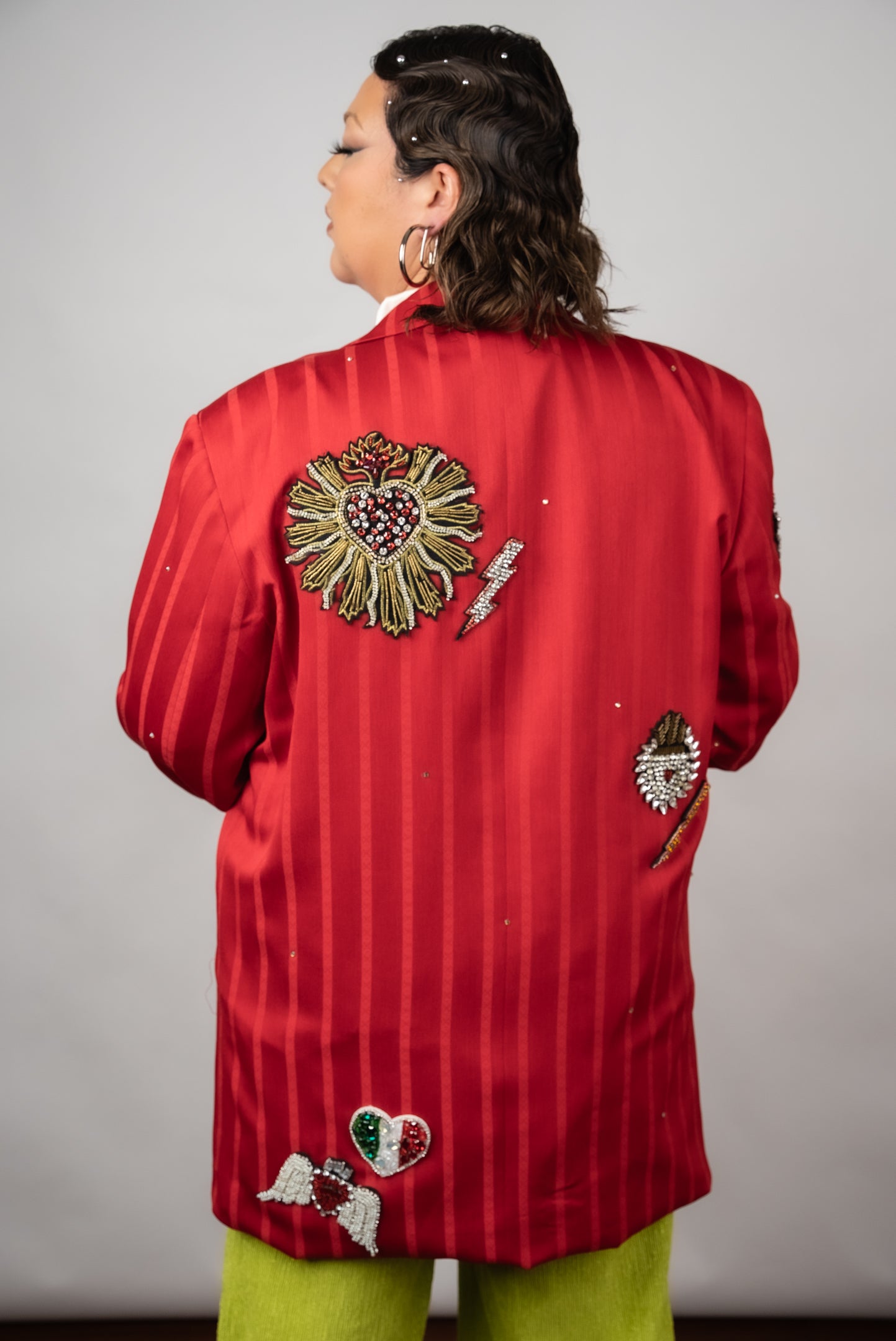 Vintage Red Satin Mexicana Upcycled Blazer