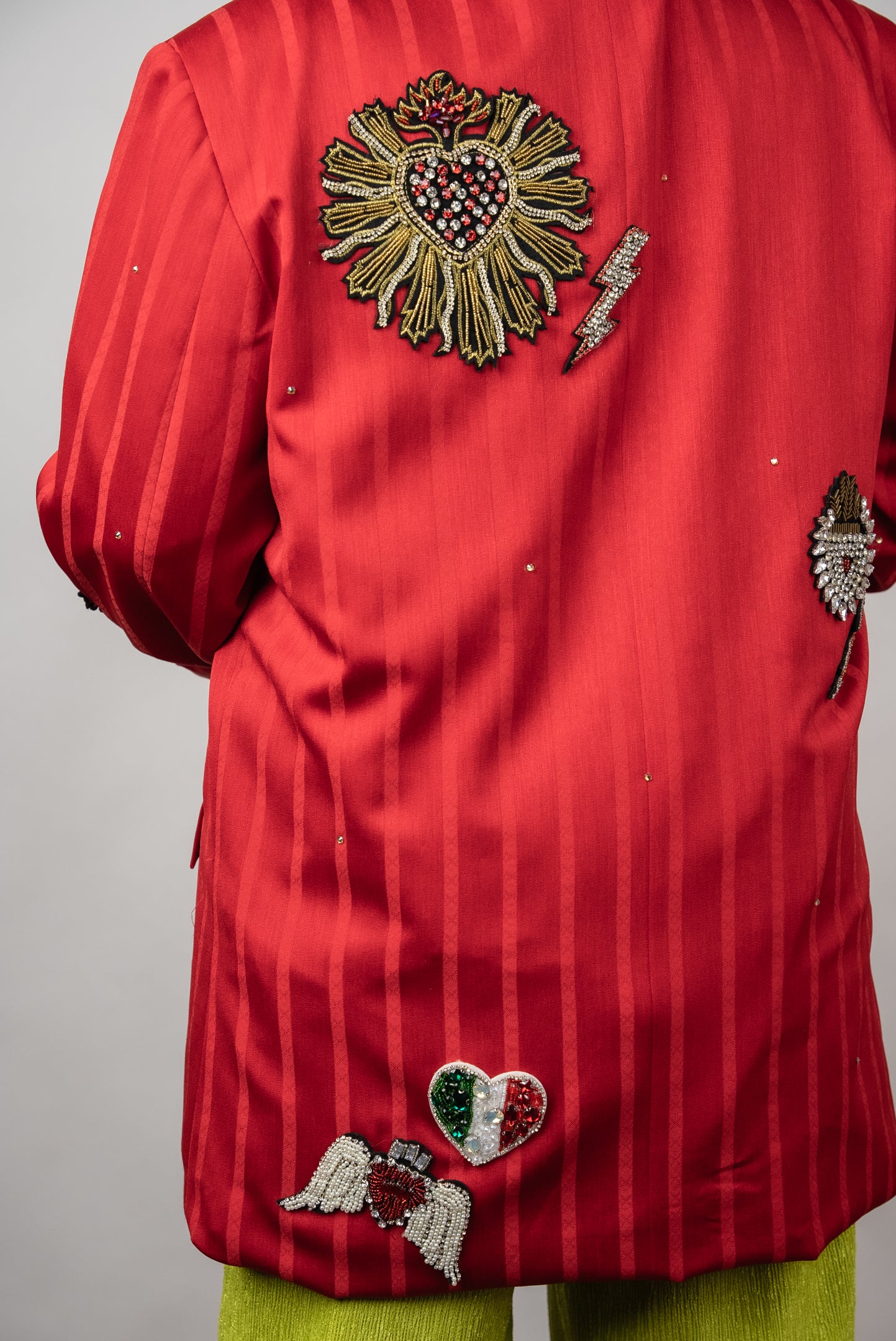 Vintage Red Satin Mexicana Upcycled Blazer