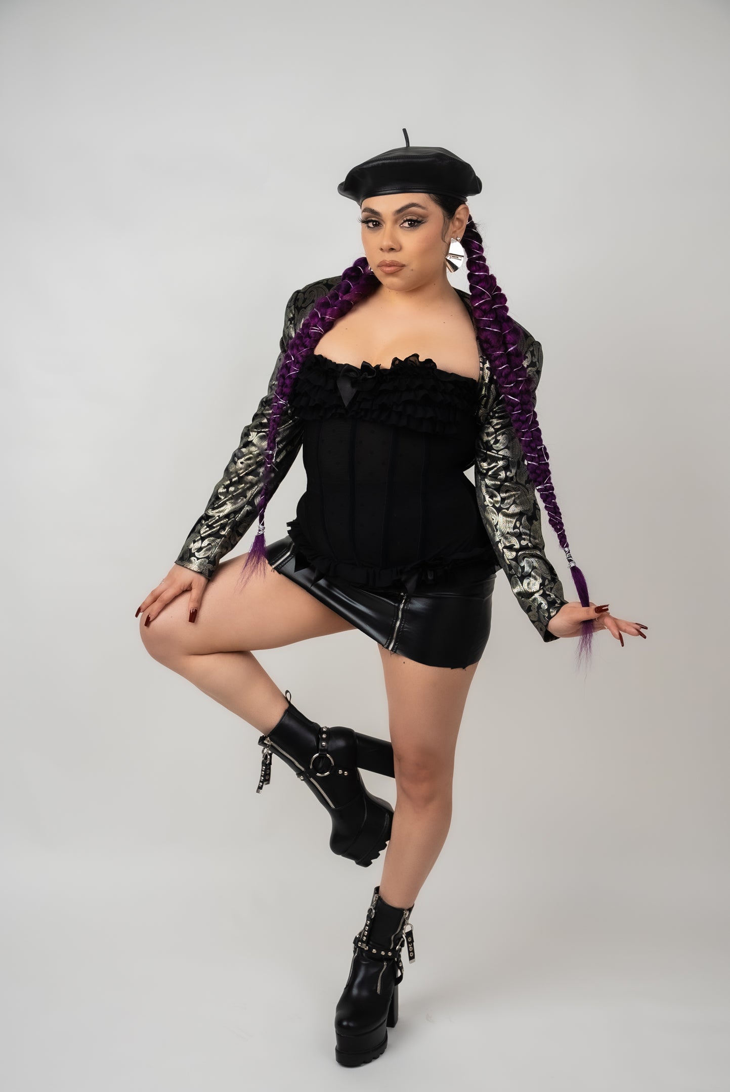 90s Black & Silver Paisley Blazer