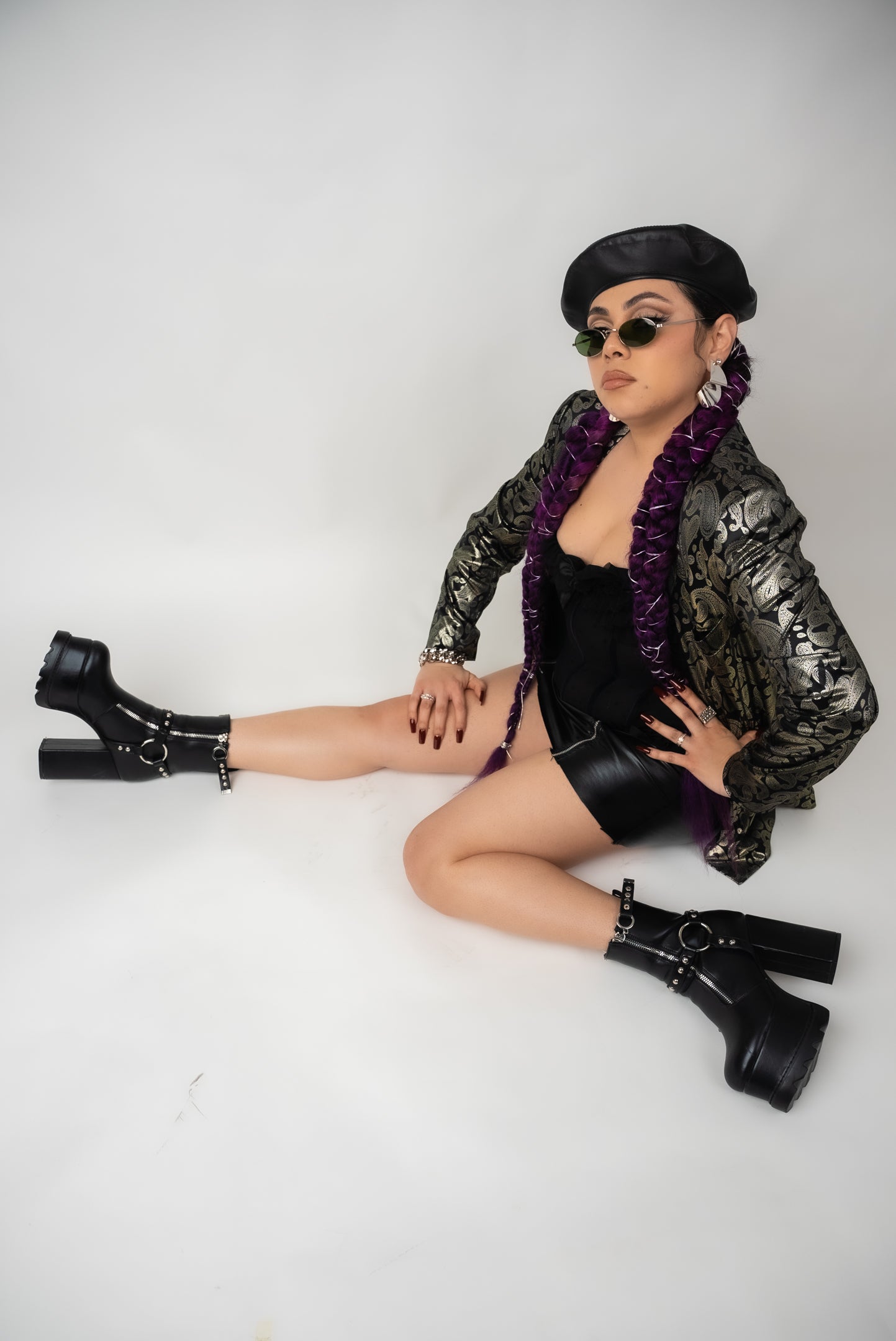 90s Black & Silver Paisley Blazer