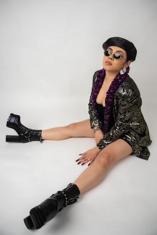 90s Black & Silver Paisley Blazer