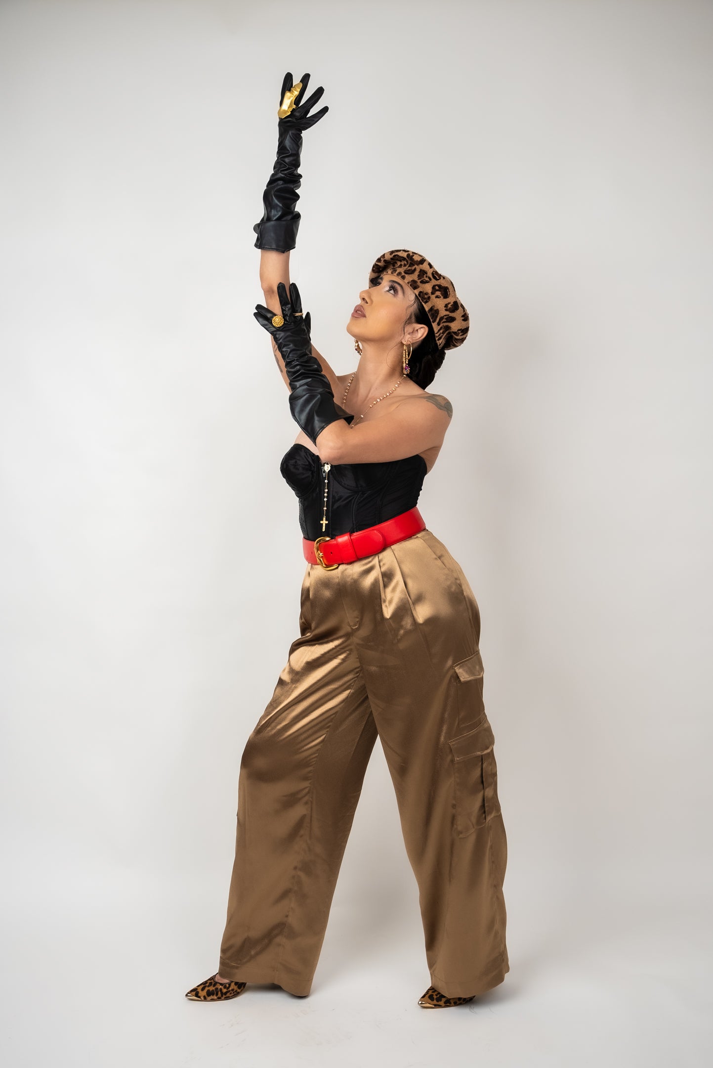 Bronze Satin Cargo Pant