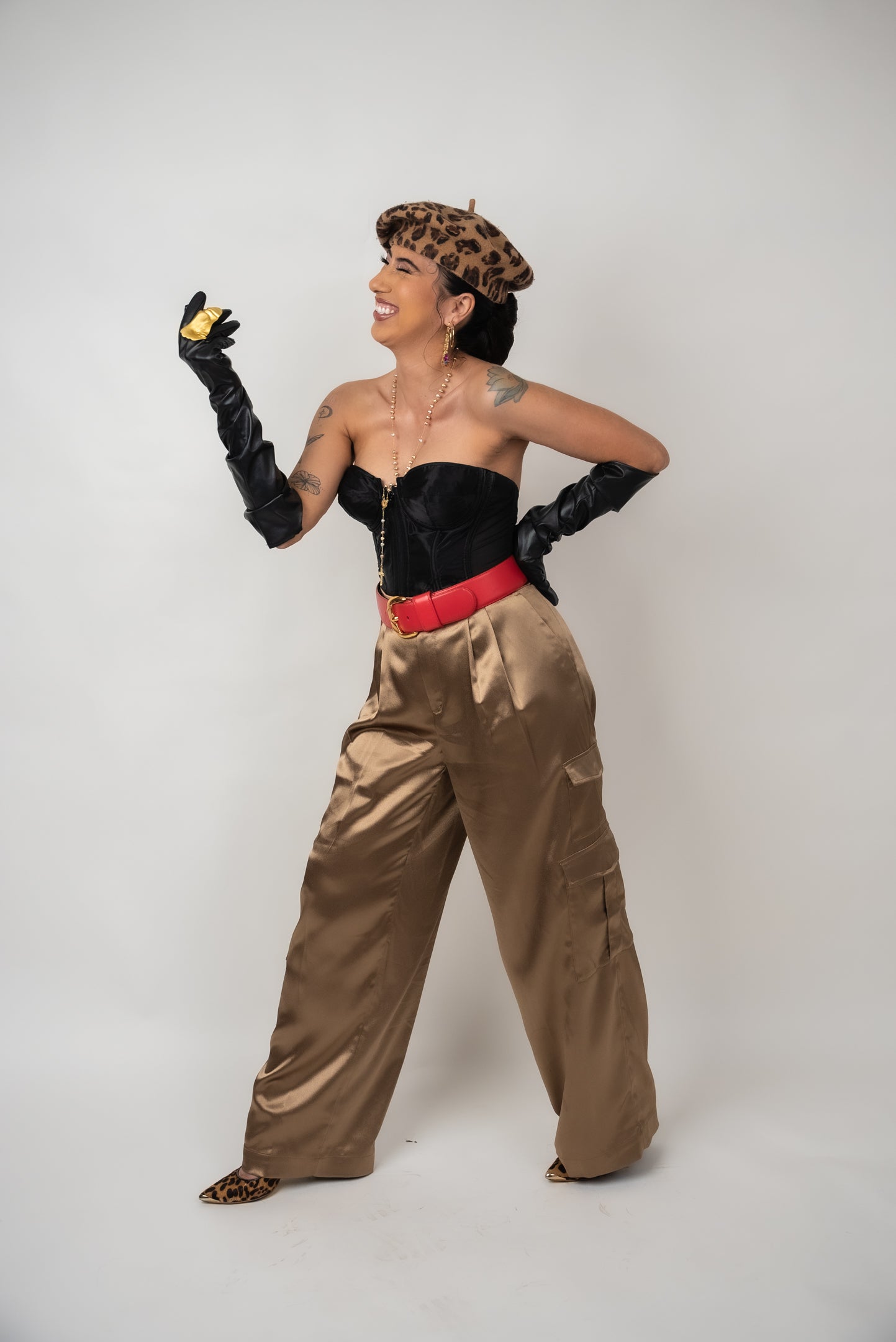 Bronze Satin Cargo Pant