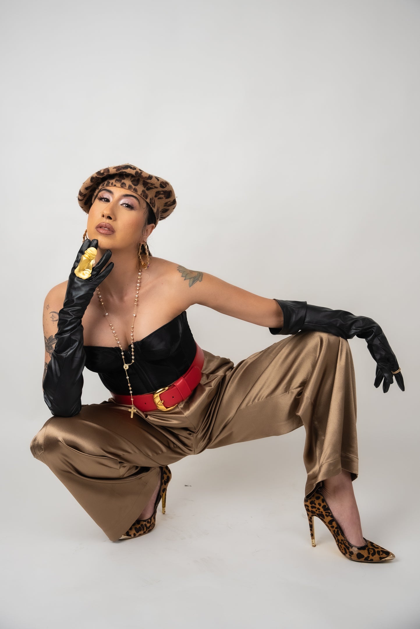 Bronze Satin Cargo Pant