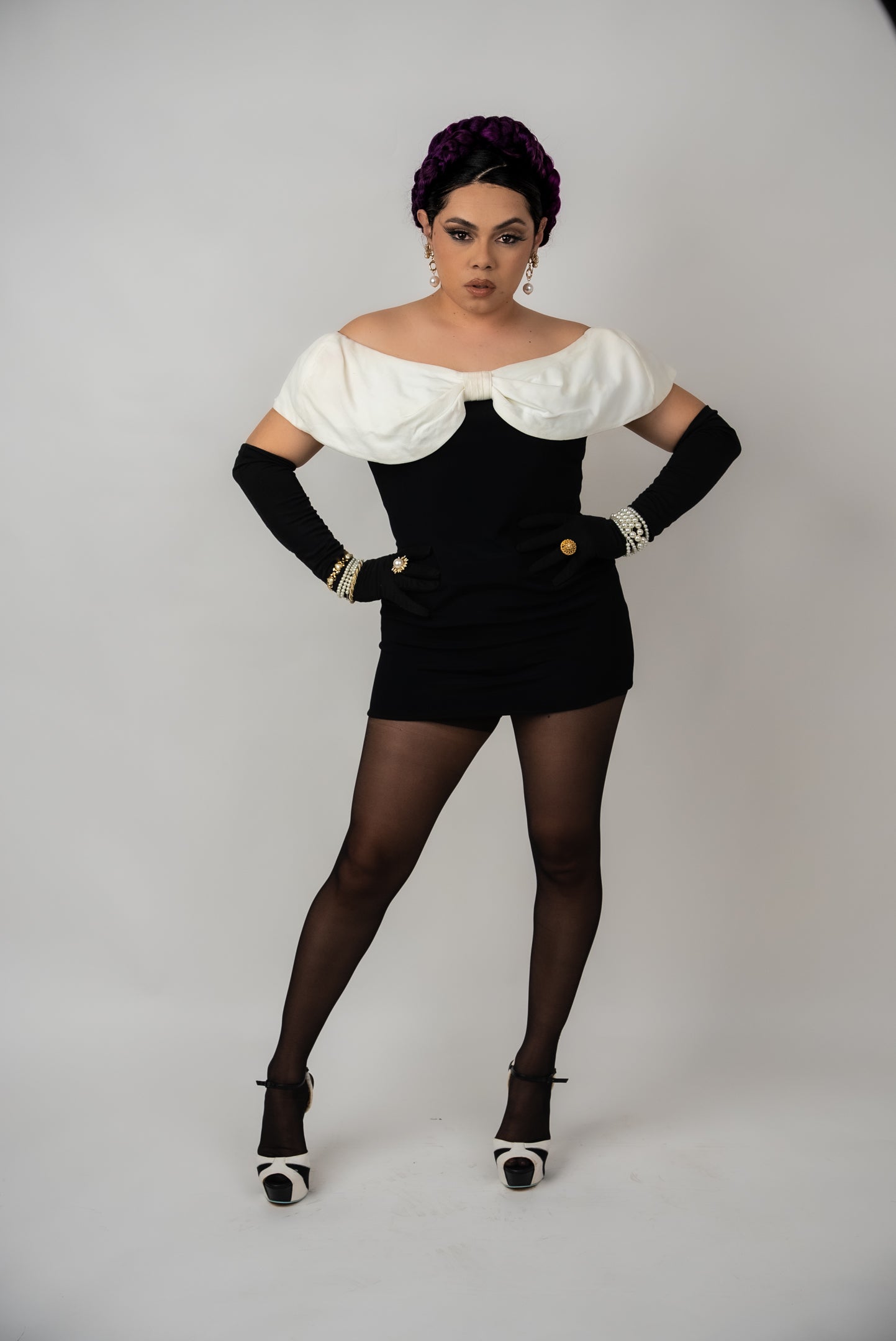 80s Black & White Party Dress