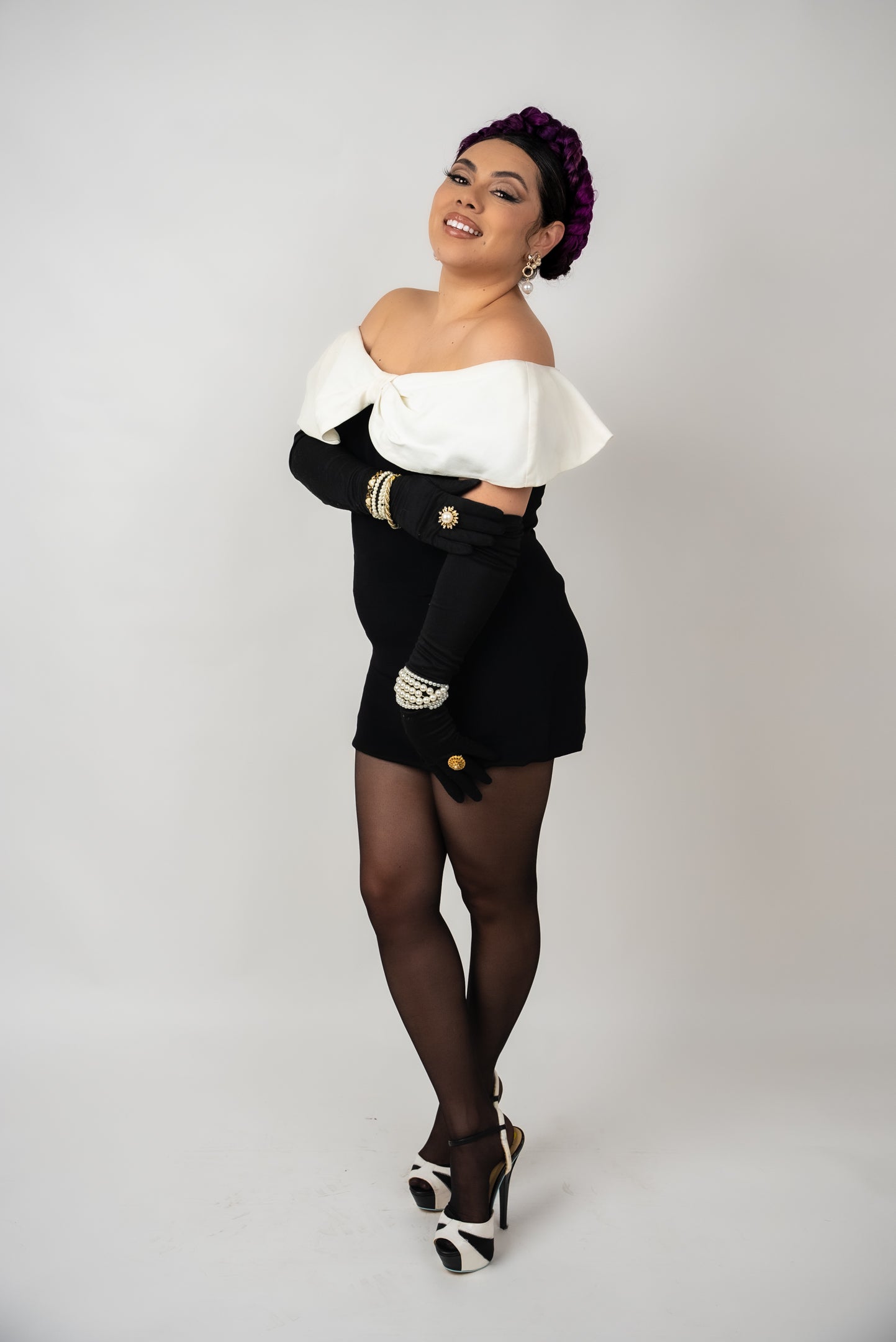 80s Black & White Party Dress