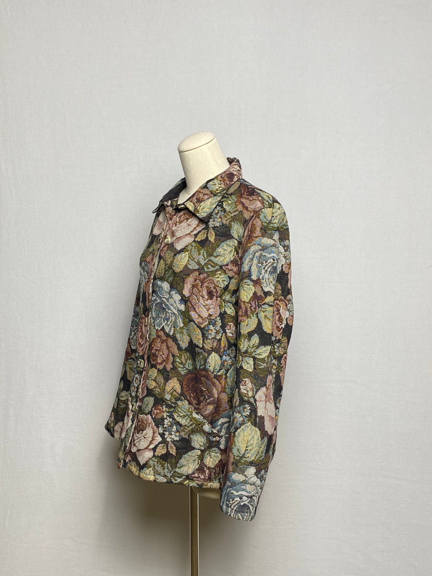 90s Floral Tapestry Button Up