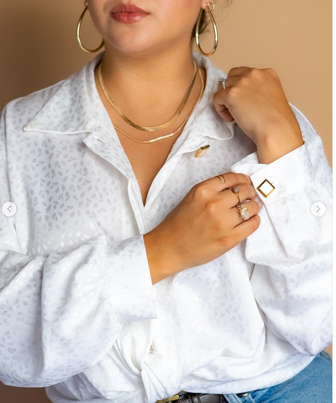80s White Printed Blouse
