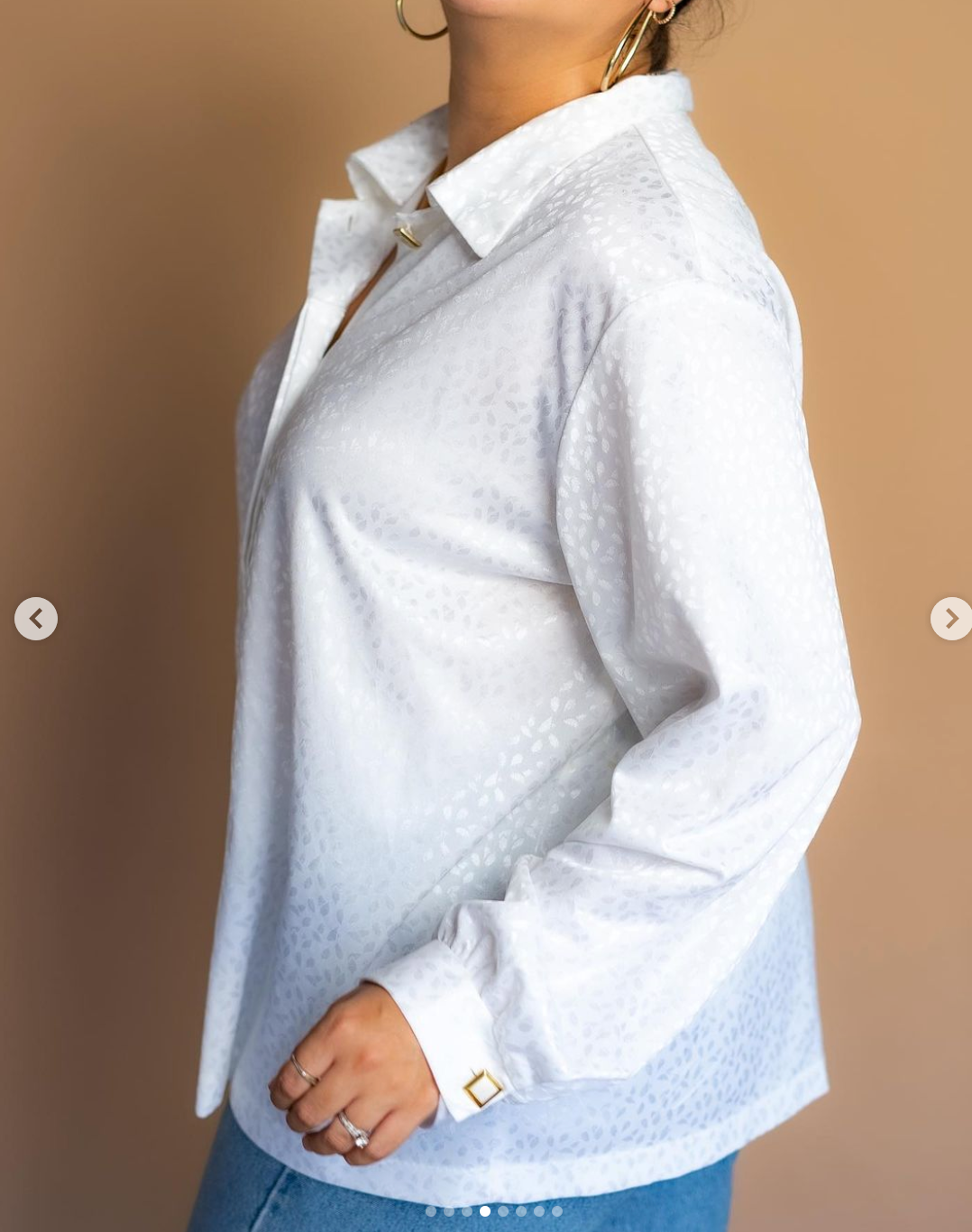 80s White Printed Blouse
