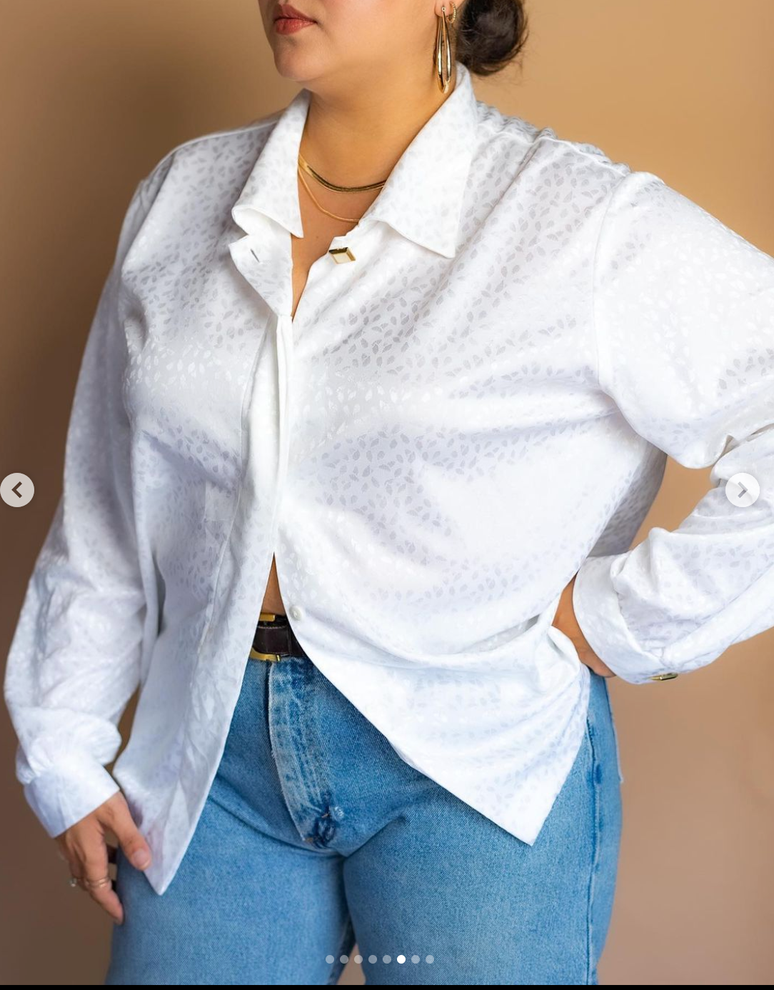 80s White Printed Blouse