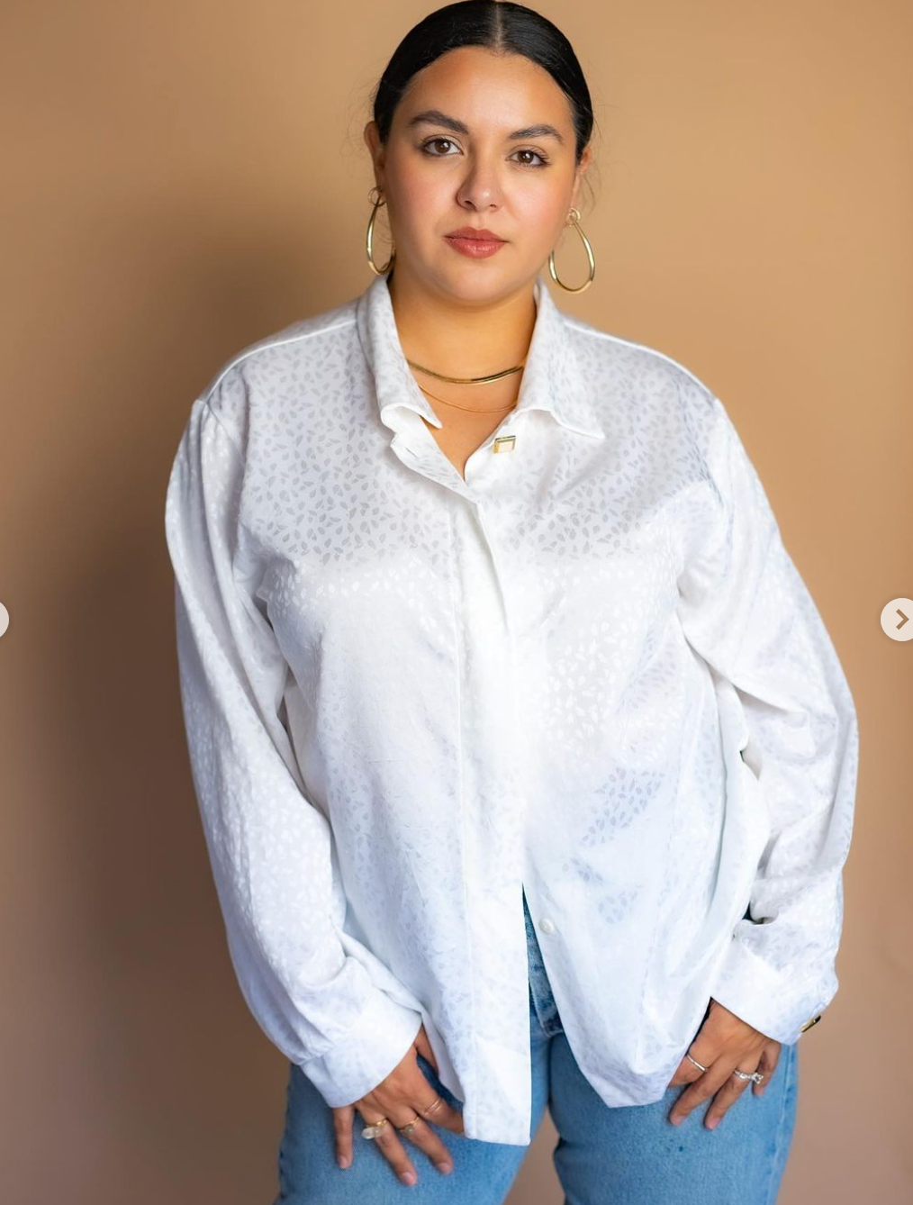 80s White Printed Blouse