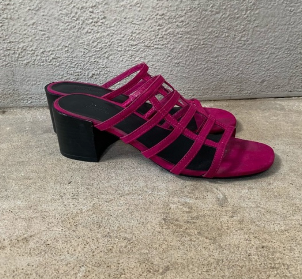 Magenta Caged Sandals