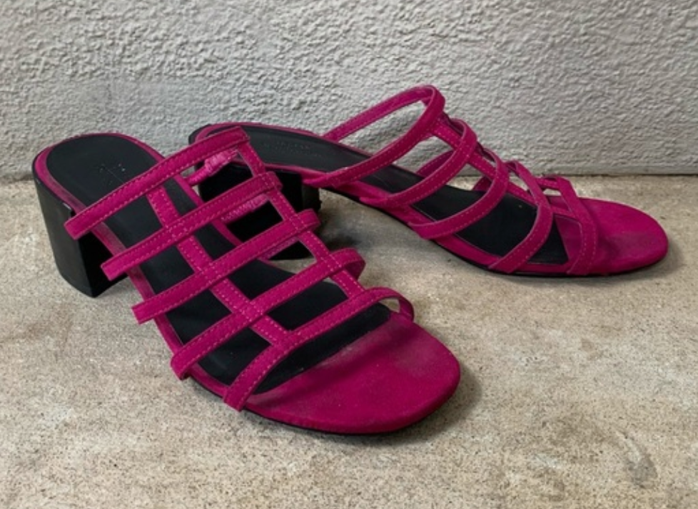 Magenta Caged Sandals