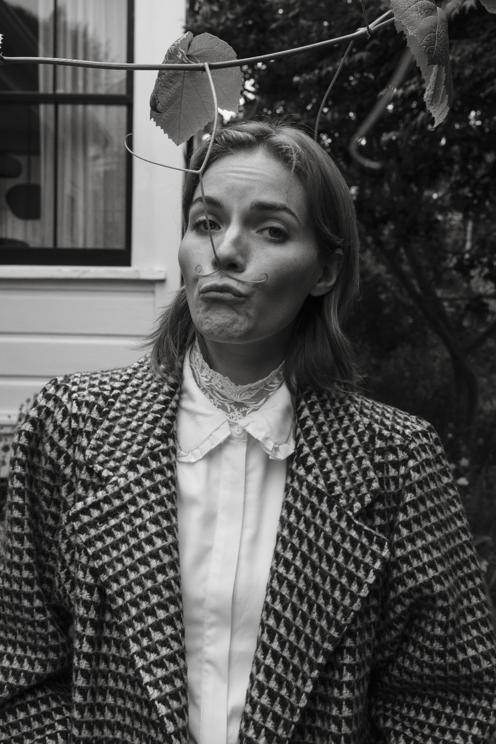 80s Wool Brown Gingham Coat