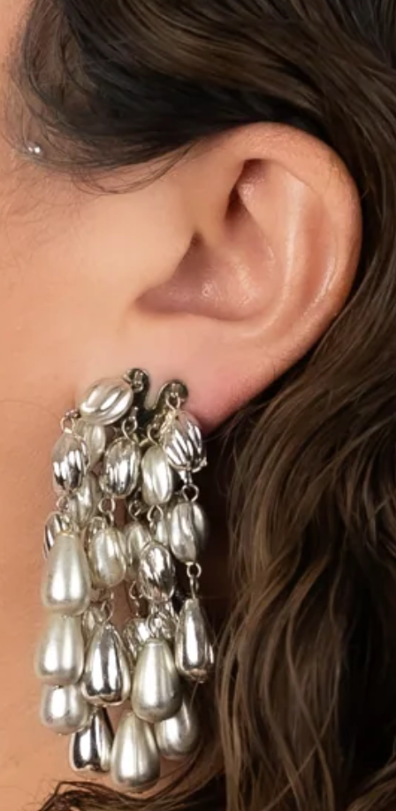 80s Metalic Silver Clip Ons