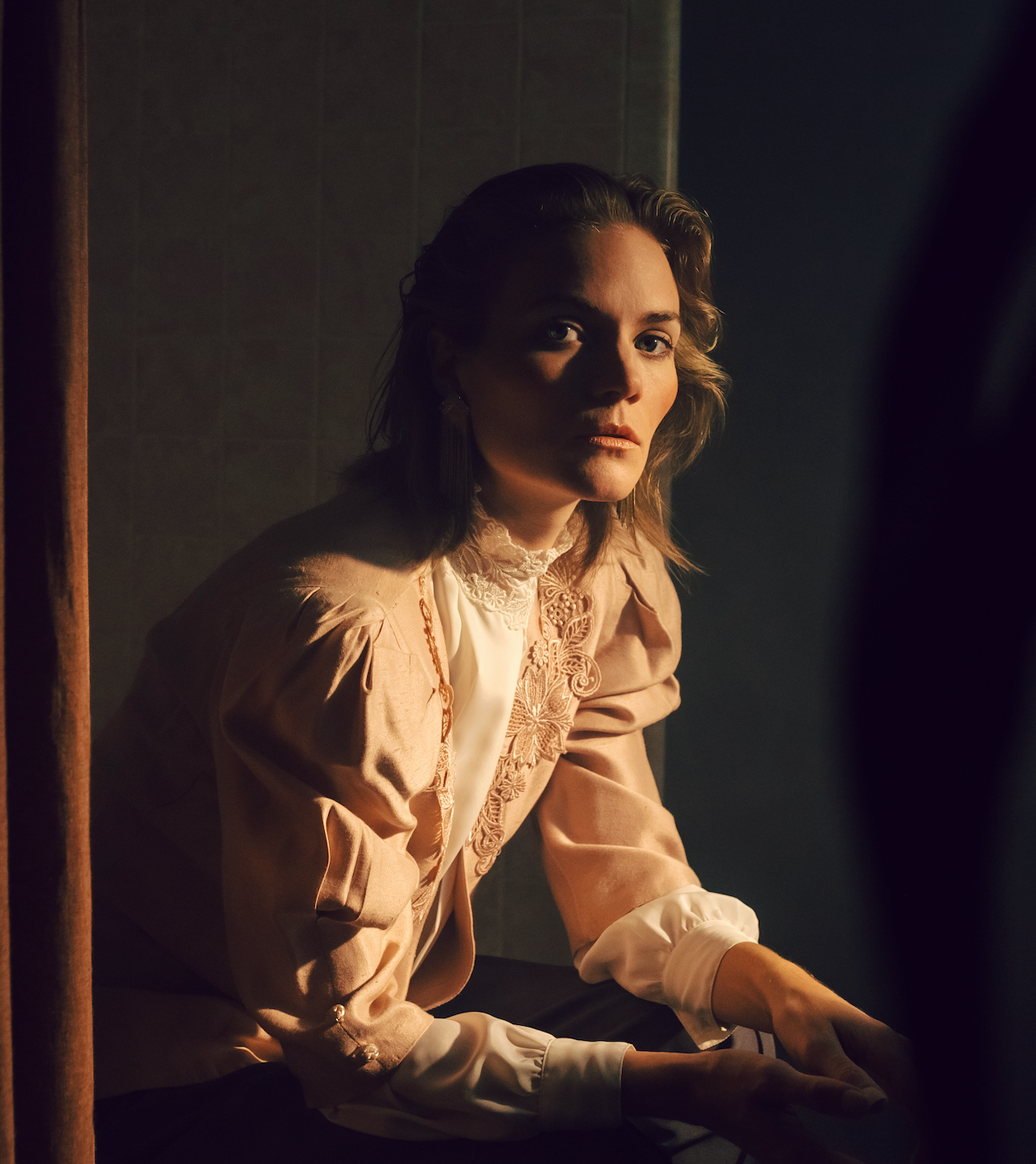 80s Light Pink Pleated Lace Jacket