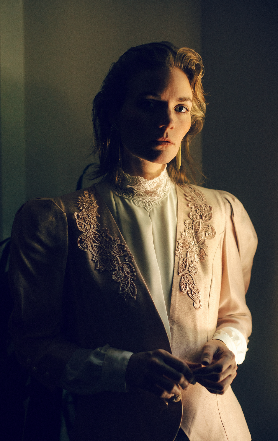 80s Light Pink Pleated Lace Jacket