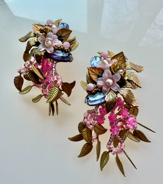 80s Gold Floral Cluster Earring