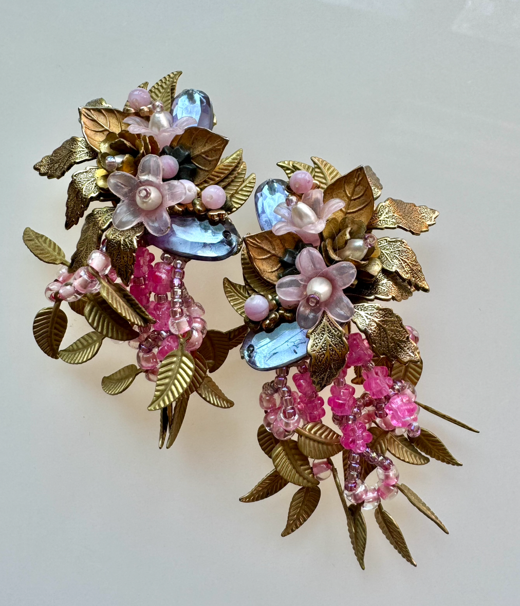80s Gold Floral Cluster Earring