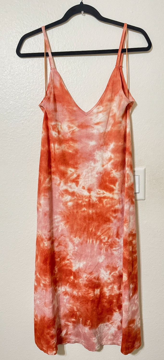 Orange Tye Dye V- back Maxi Dress