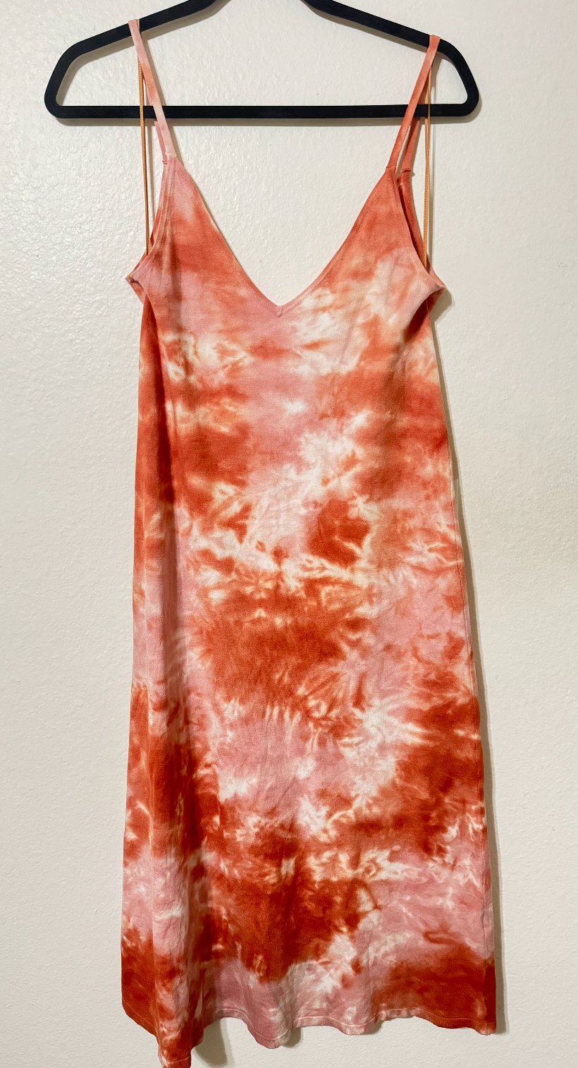 Orange Tye Dye V- back Maxi Dress
