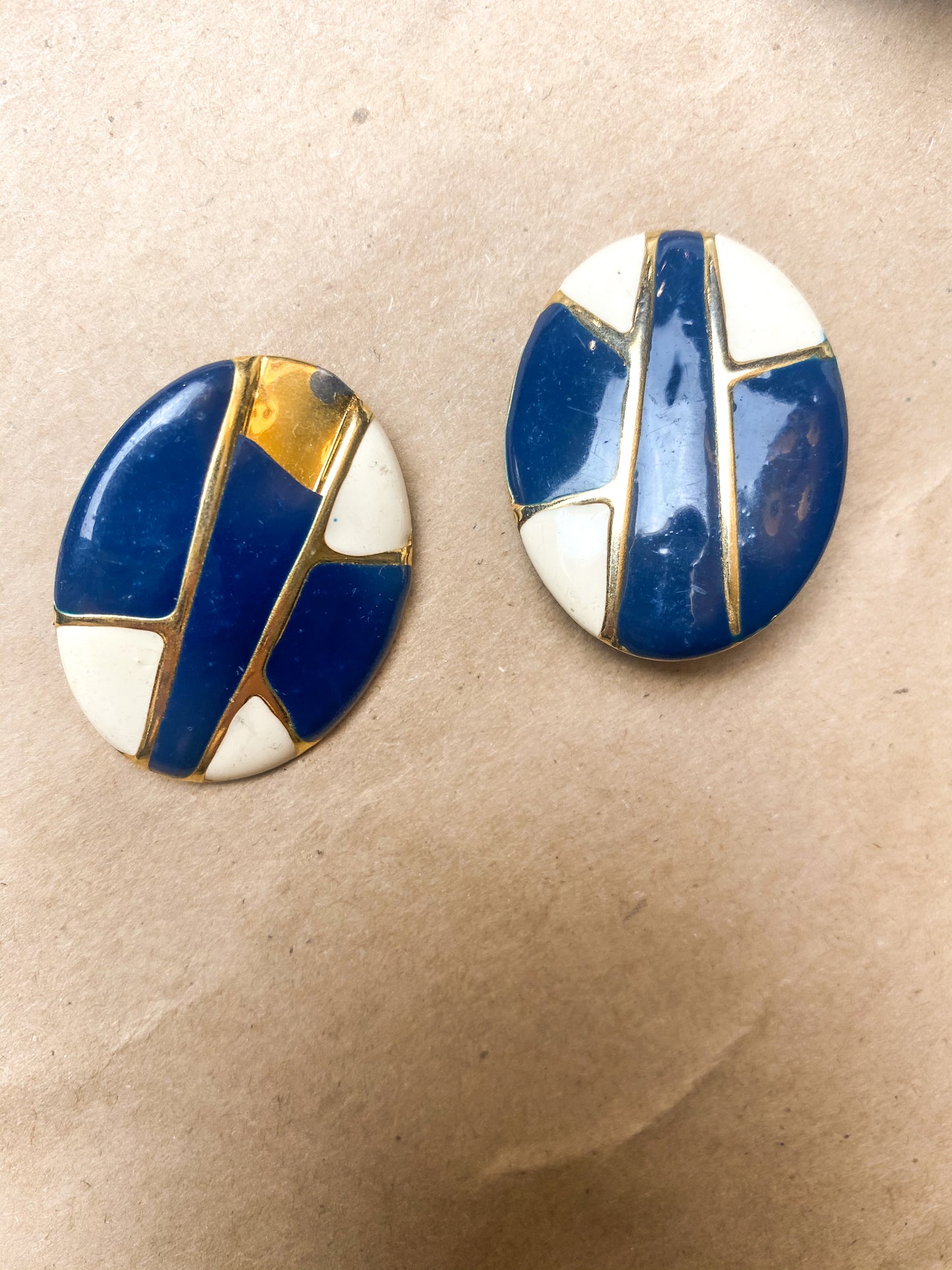 80s Navy and Ivory Clip On