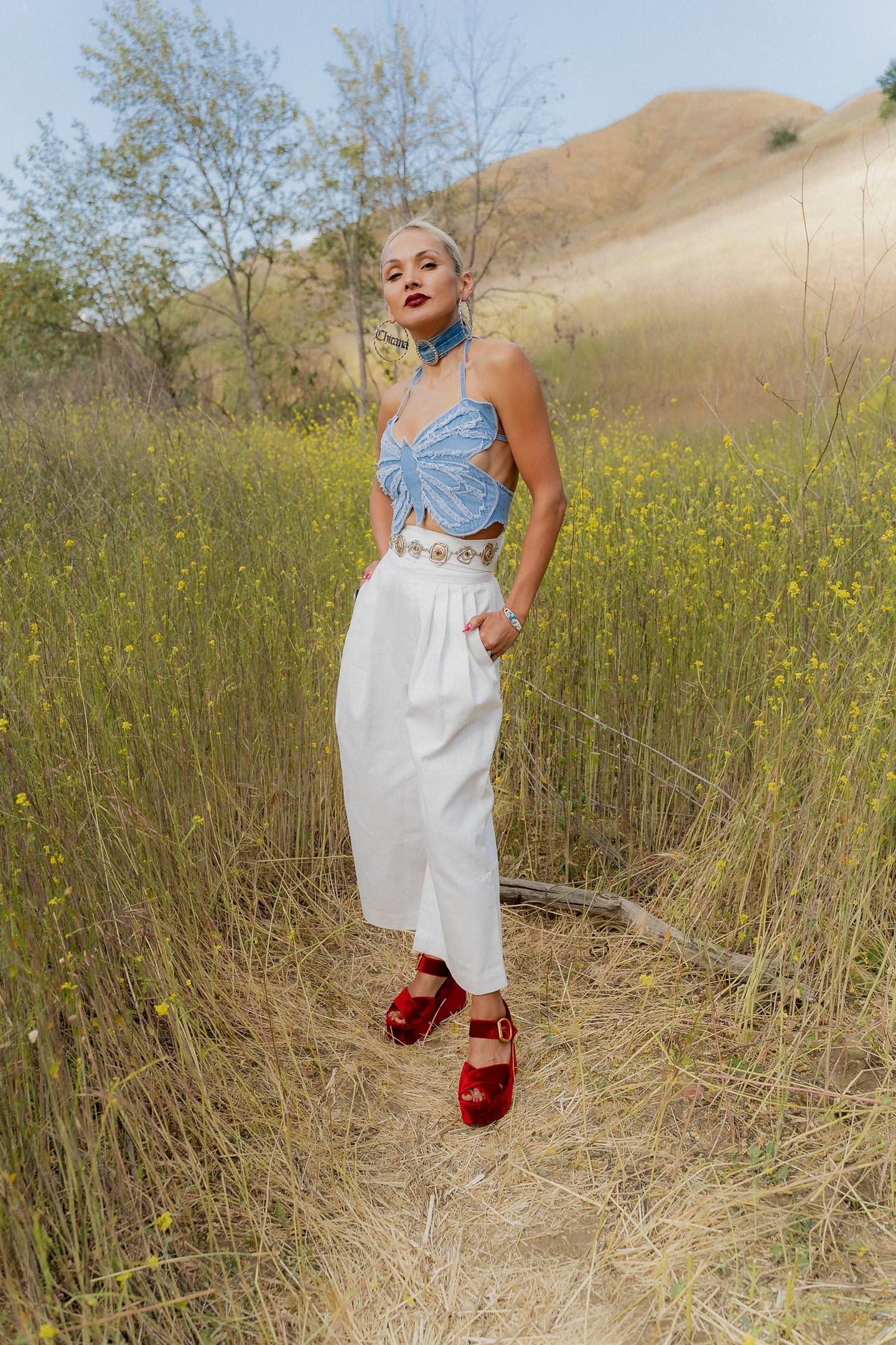 Denim Up cycled Butterfly Top