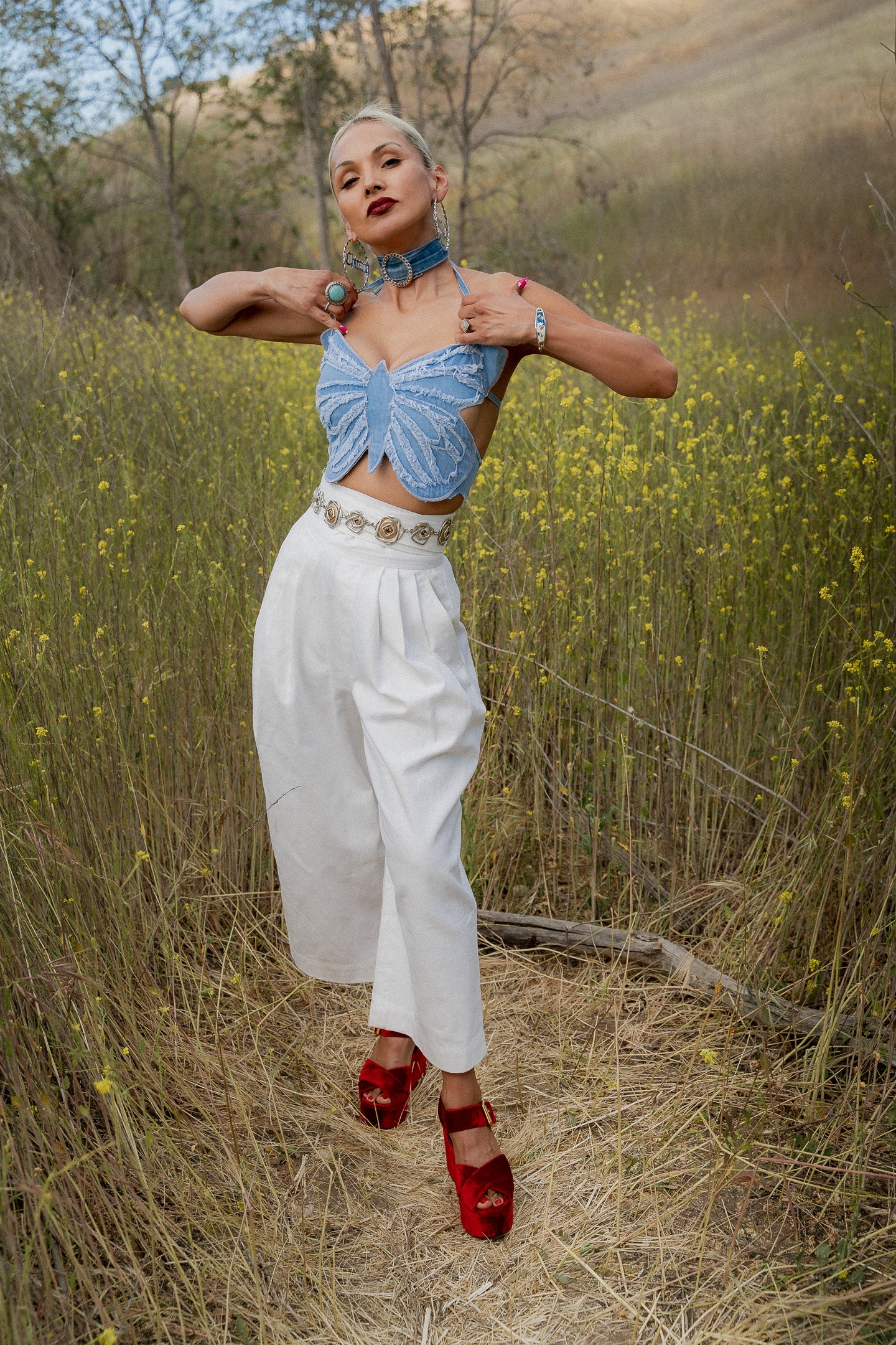 Denim Up cycled Butterfly Top