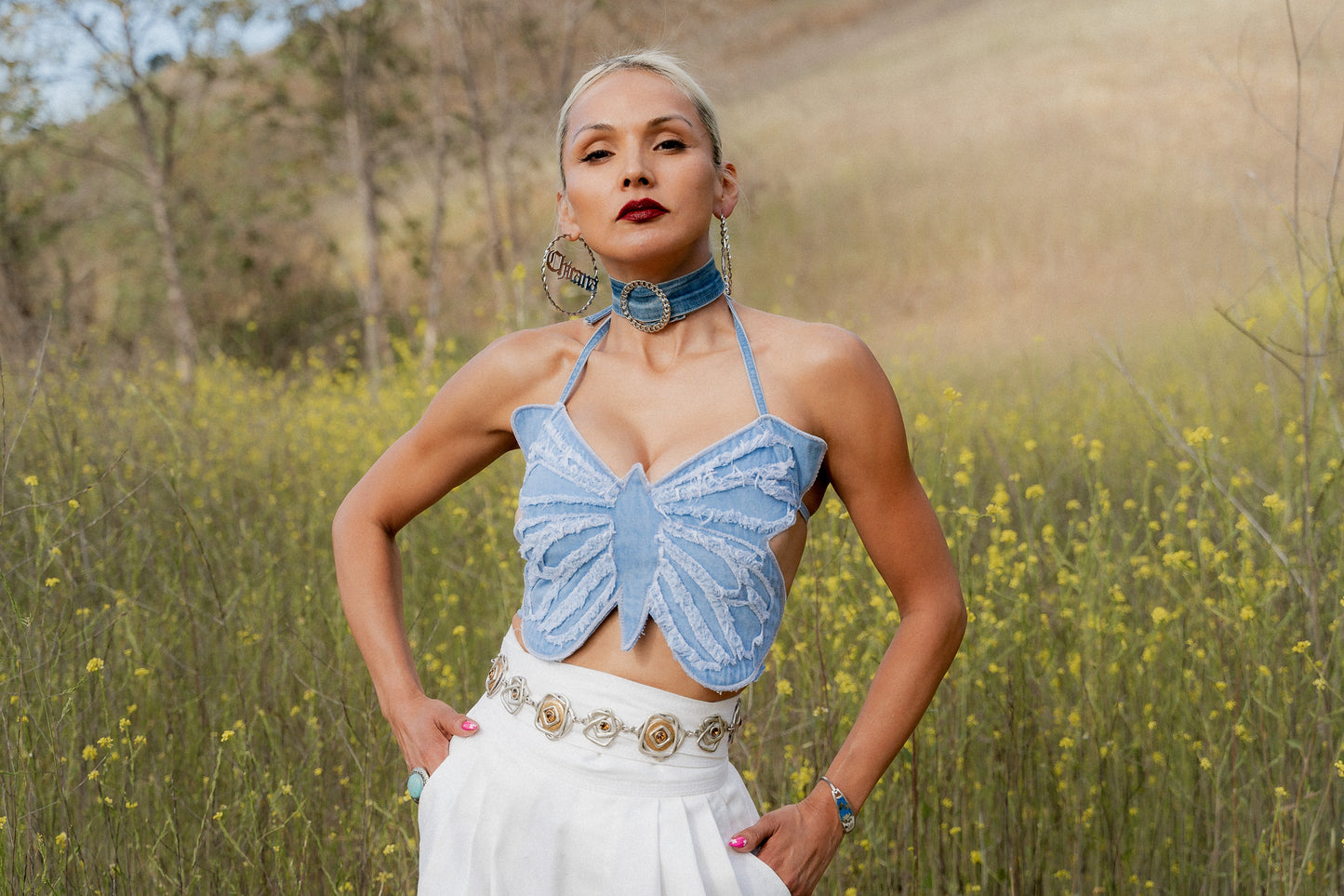 Denim Up cycled Butterfly Top