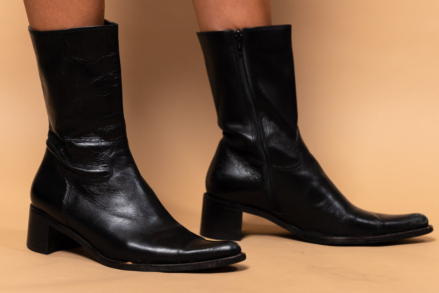 Vintage Black Leather Boots