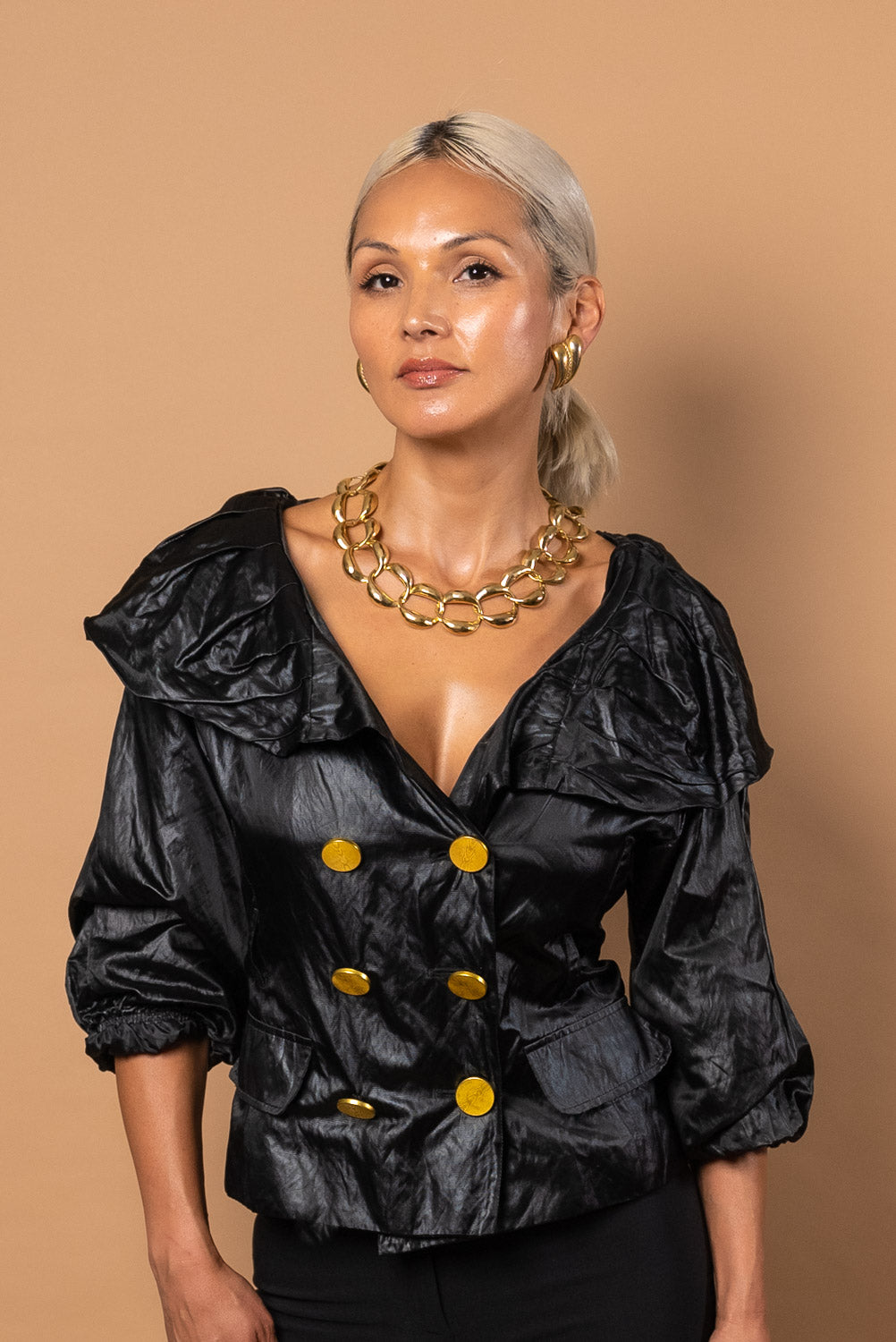 Vintage Black and Gold Blouse