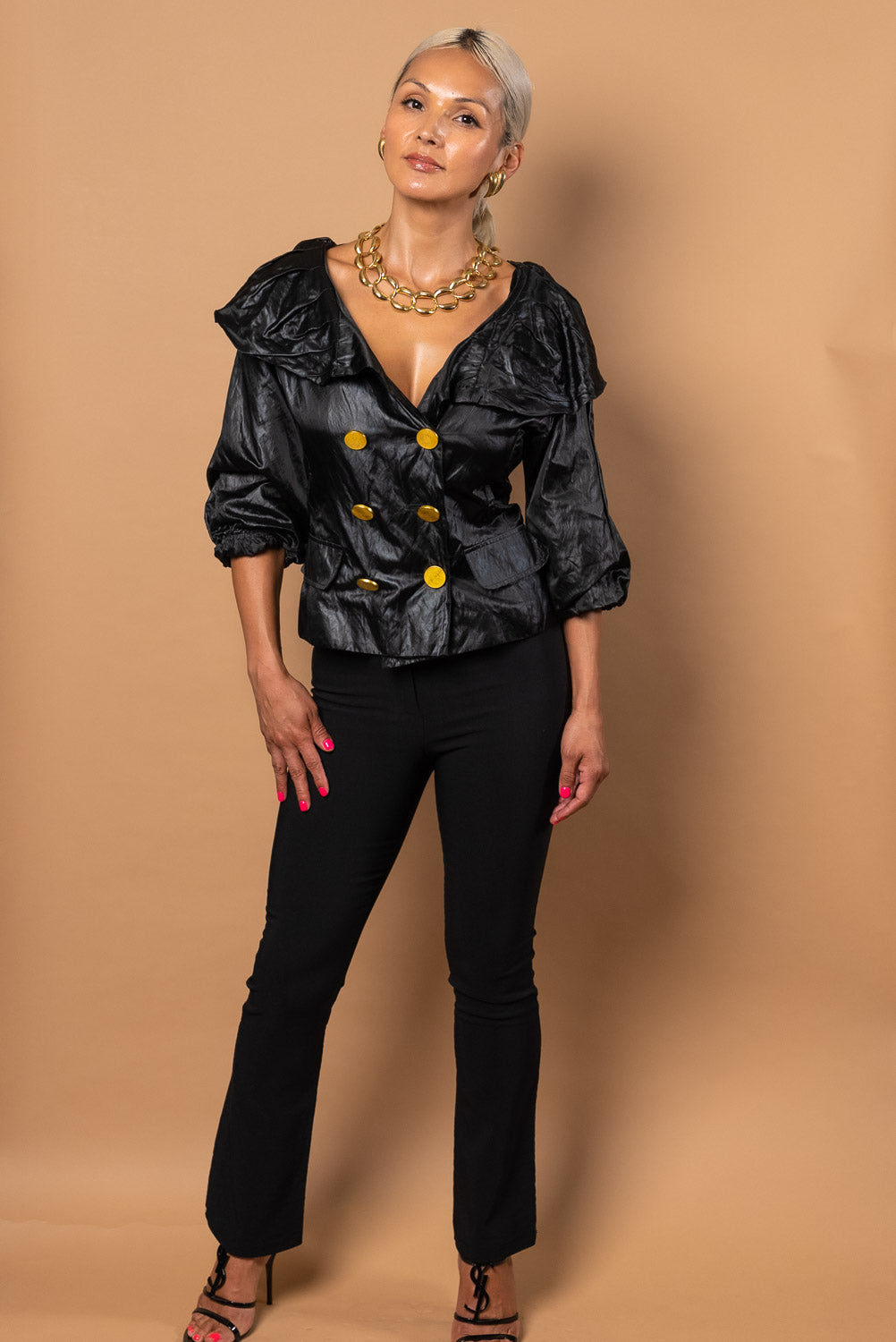 Vintage Black and Gold Blouse