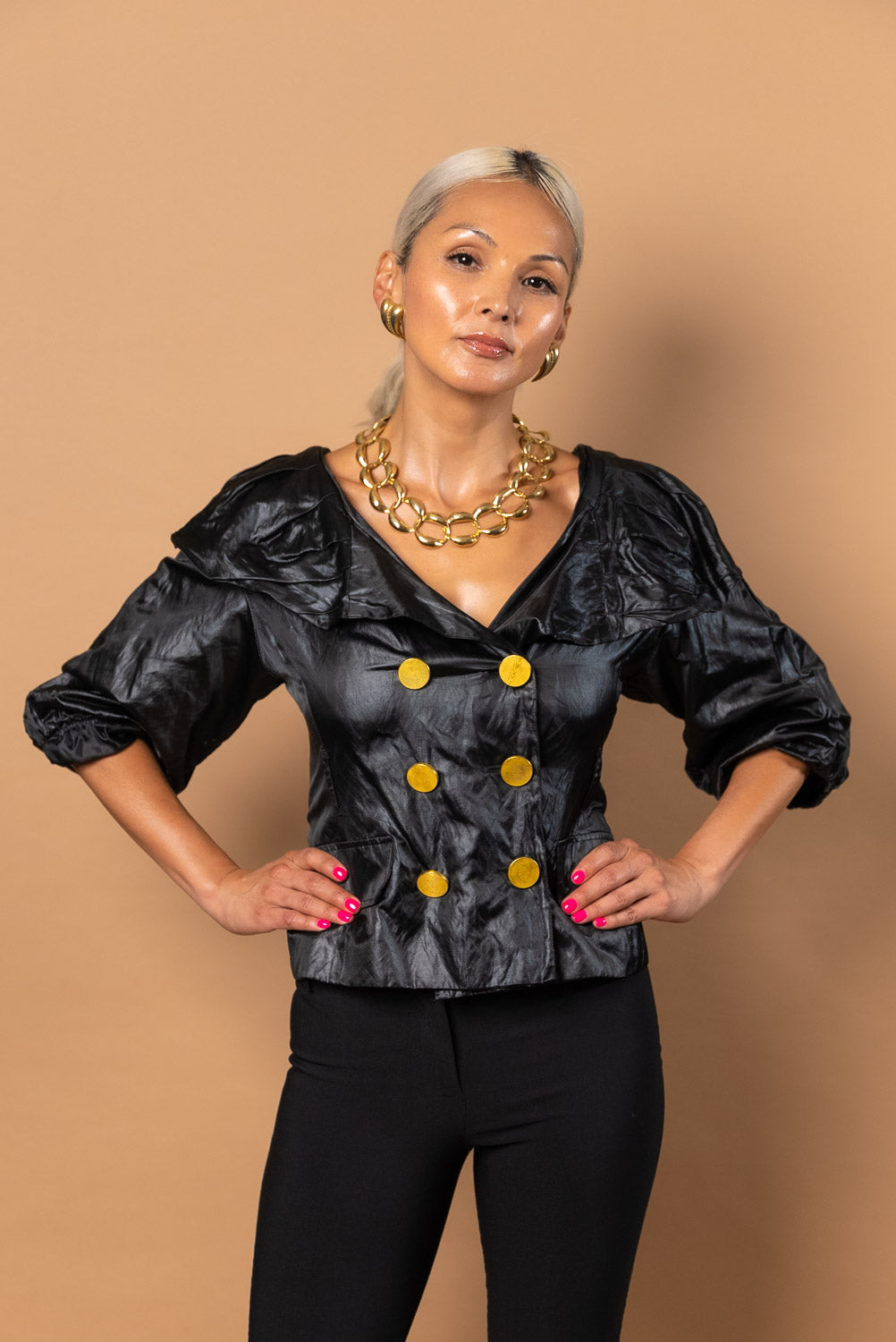 Vintage Black and Gold Blouse