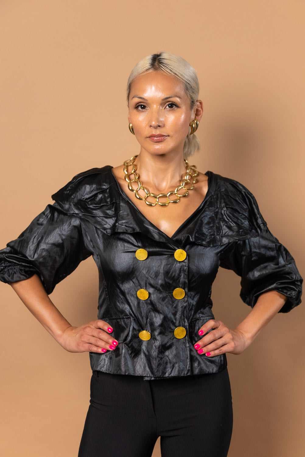 Vintage Black and Gold Blouse