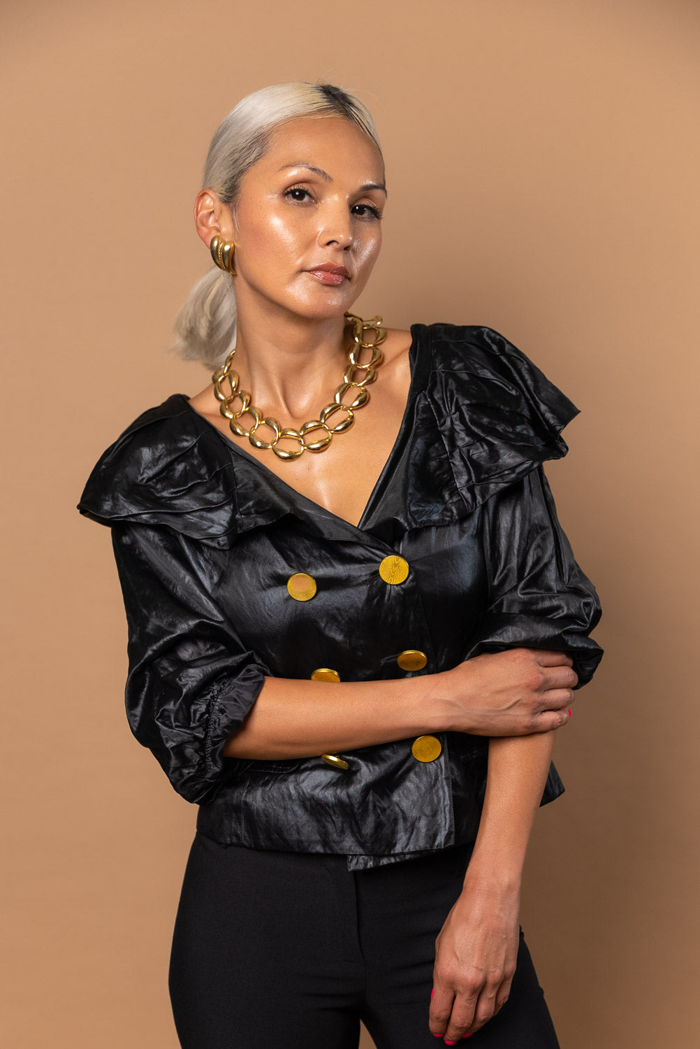 Vintage Black and Gold Blouse