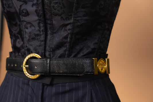 90s Versace Black and Gold  Dupe Belt