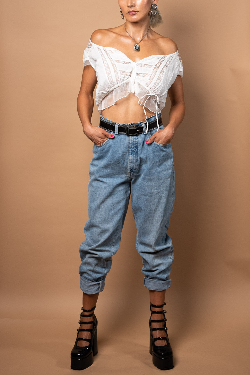 90s Black Leather Belt