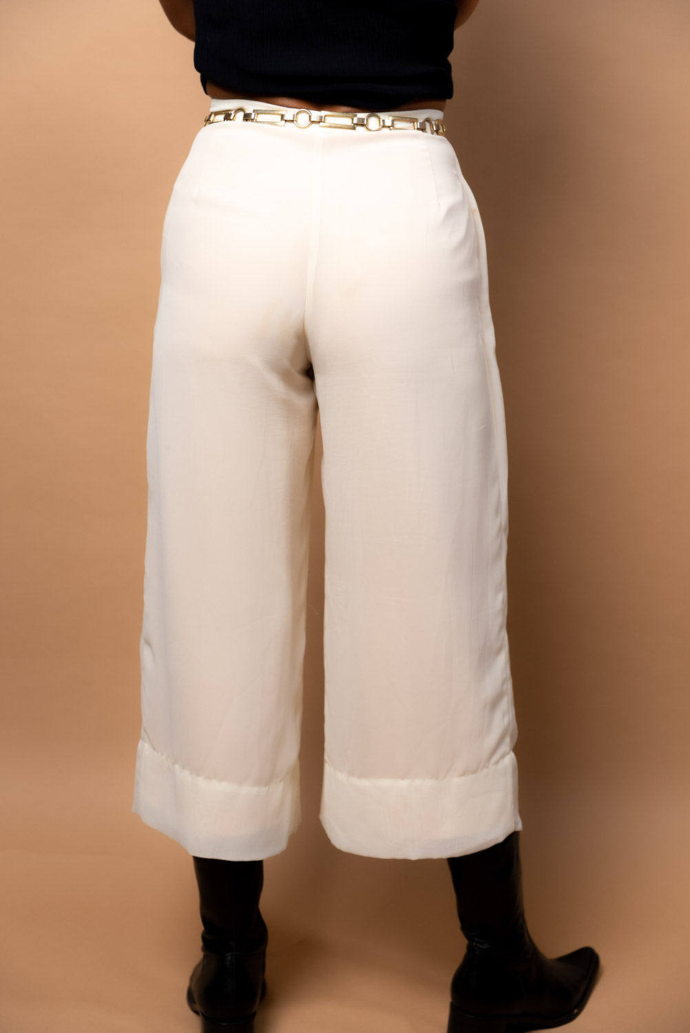 90s Ivory Silk Gaucho Pants