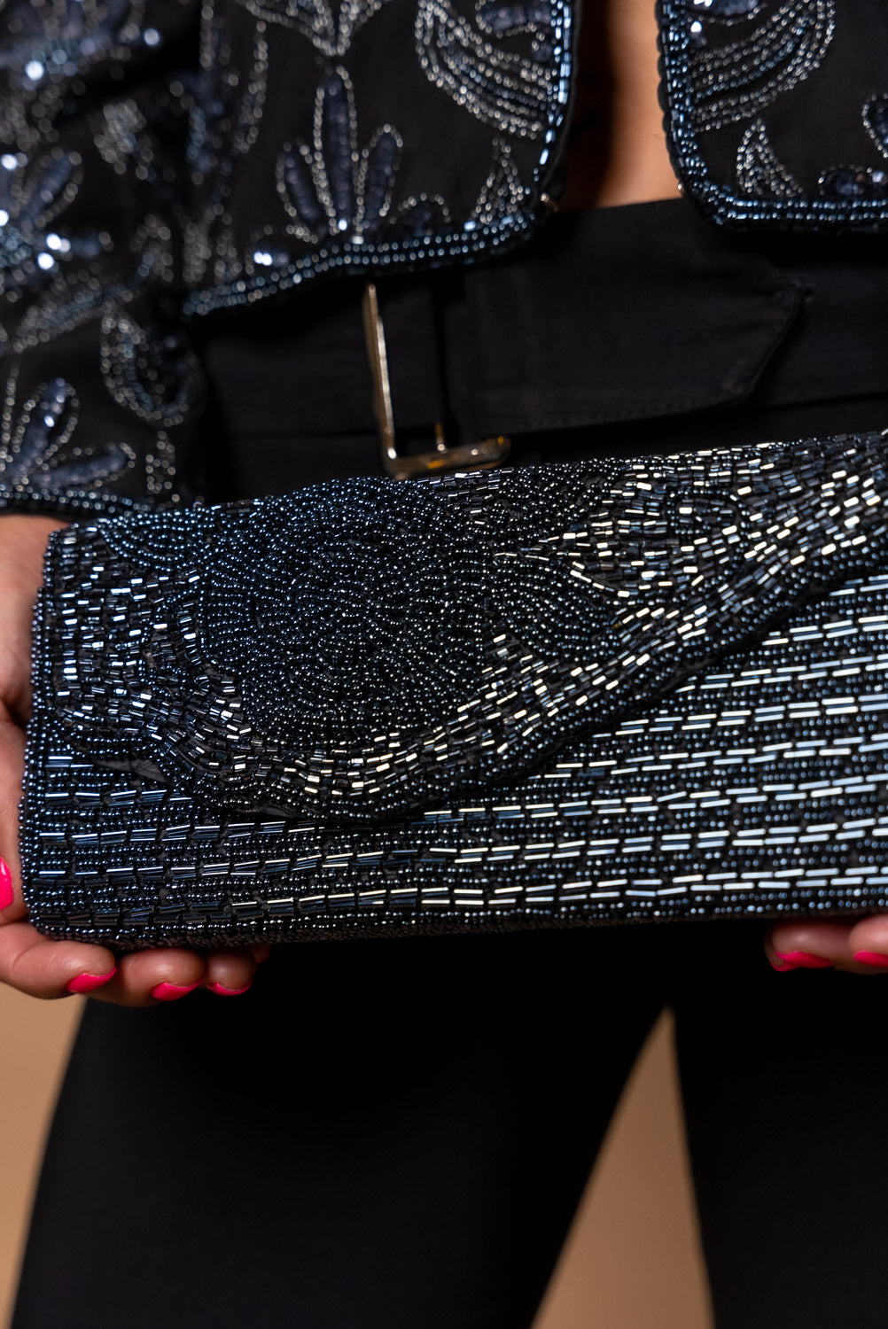 Vintage Navy Beaded Purse