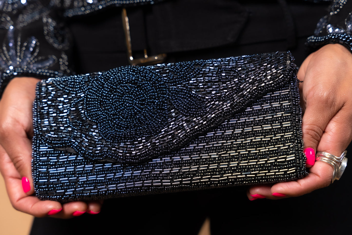 Vintage Navy Beaded Purse