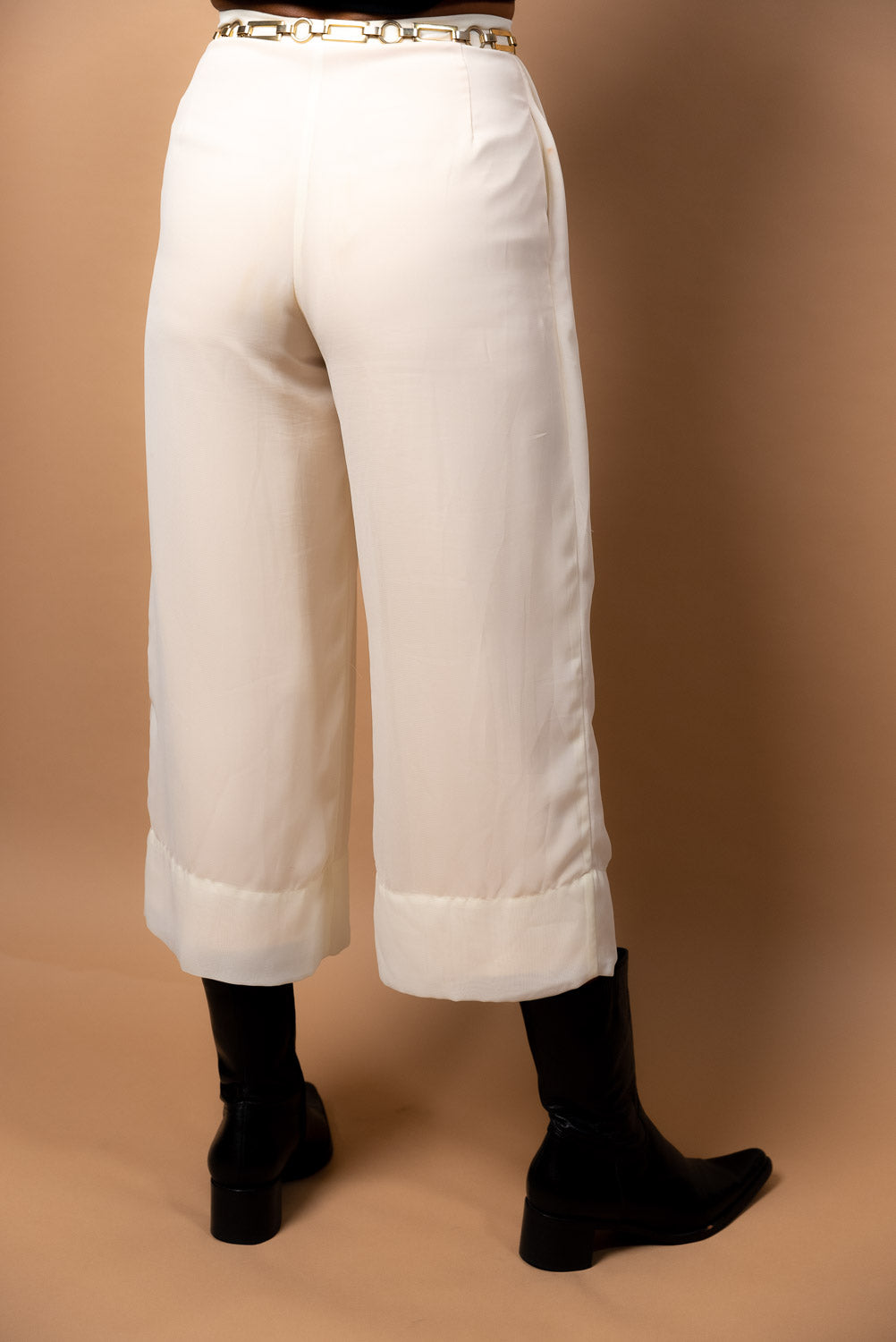 90s Ivory Silk Gaucho Pants